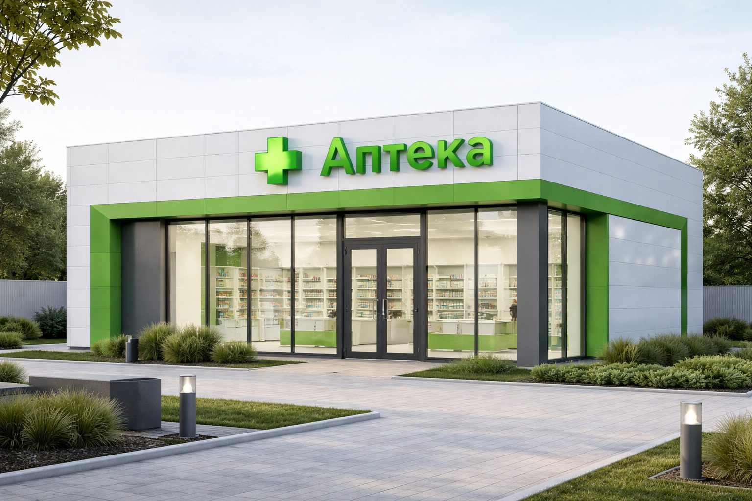 Модульная аптека с витринами